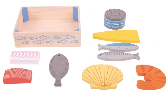 Houten zeevruchten in doos Bigjigs Toys