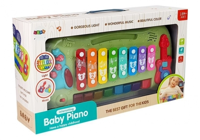 Muzikale kindertoetsen en xylofoon met verlichte toetsen