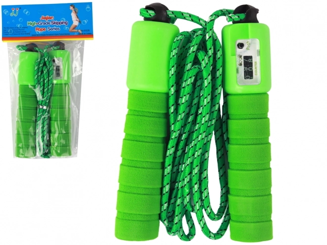 Groene springtouw met teller 275 cm voor fitness
