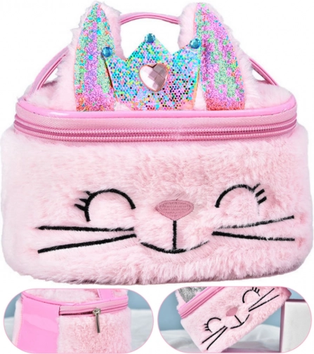 Kinder pluchen cosmetictasje Konijntje Roze 20 cm