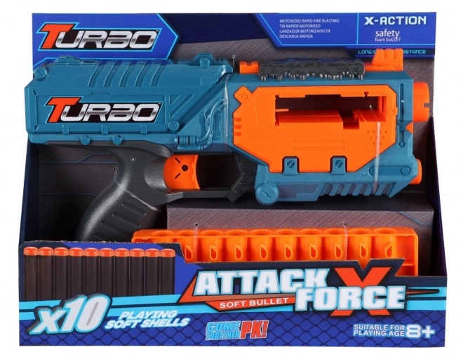 Blaster Turbo mini met uittrekbare lader + 10 stuks munitie