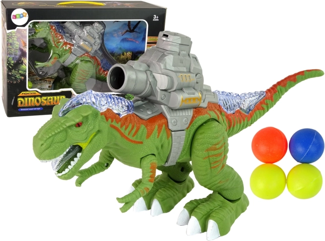 Interactieve lopende dinosaurus met schieter en katapult – groen
