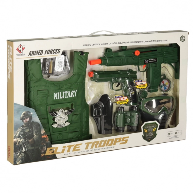 Militaire set met vest, geweer en verrekijker
