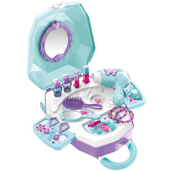 Kaptafel voor meisjes 2-in-1 Mooie salon WOOPIE in koffertje