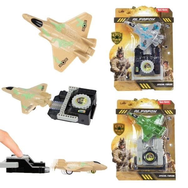 Plastic uitklapbare straaljager 10 cm