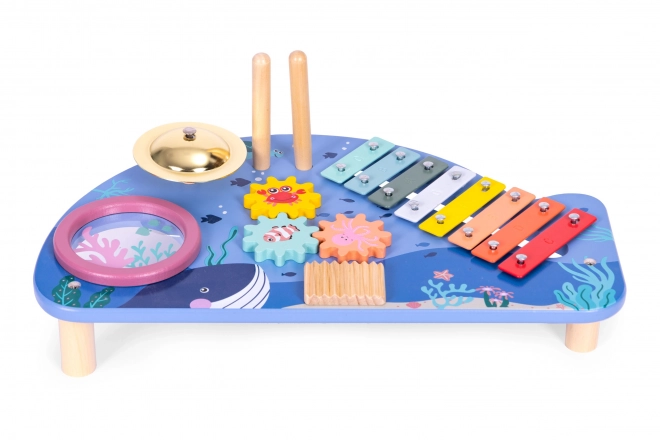 Muziektafel met xylofoon, bekkens, tamboerijn en rammelaar zee wereld ECOTOYS