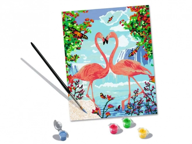 Schilderen op nummer - Verliefde flamingo's