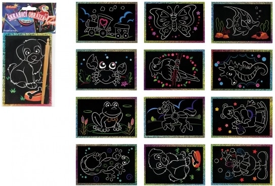 Krasplaatjes met glittereffect, kleurrijk, 15 × 10 cm, 24 stuks