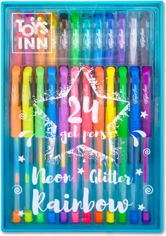 Set van 24 gelpennen TOYS INN – neon, glitter en regenboog