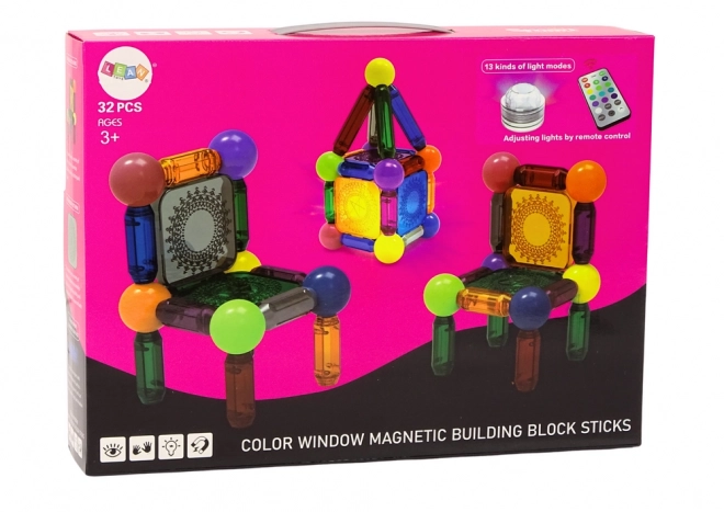 Set magnetische blokken met verlichting 32 elementen