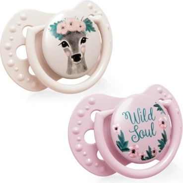 LOVI Siliconen Dynamische Fopspeen WILD SOUL 3-6 mnd 2 stuks meisje