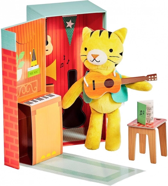 Petit Collage pluchen tijger Theodor – muzikant en creatief set voor kinderen