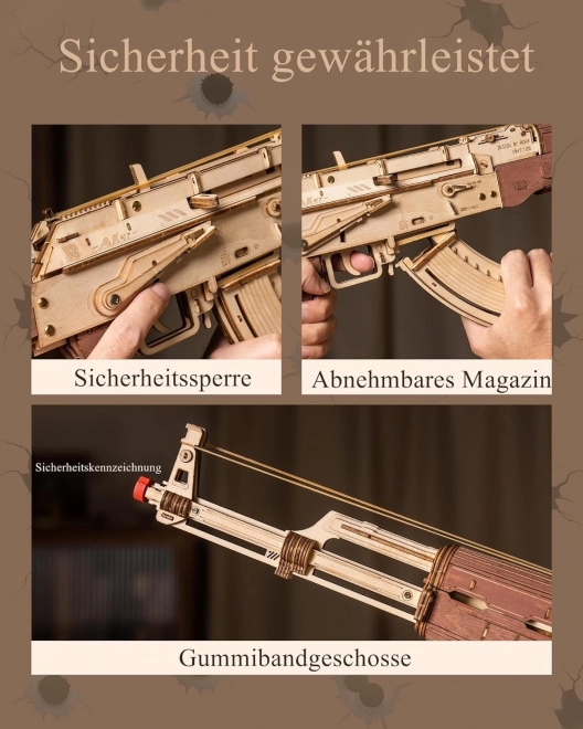 RoboTime 3D Houten Mechanische Puzzel Aanvalsgeweer AK-47