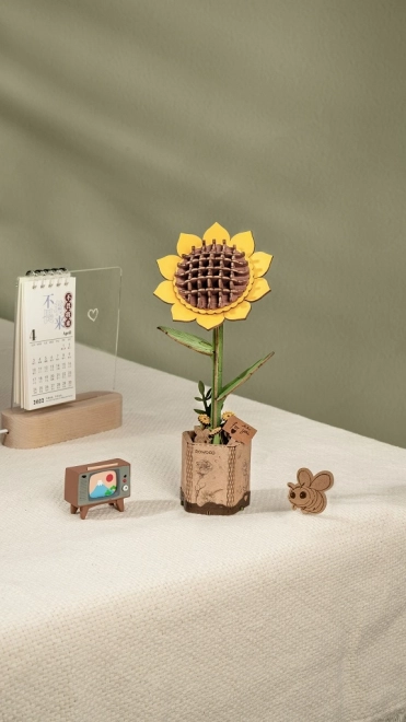 RoboTime Houten 3D-puzzel Zonnebloem