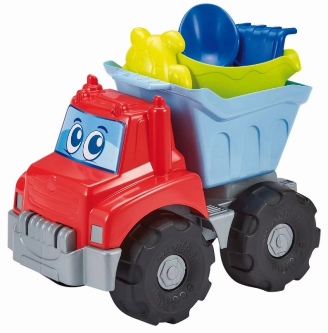 Vrachtwagen speelgoed 33 cm met gieter en accessoires voor zand