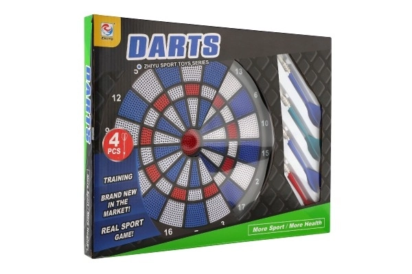 Doel met 4 pijlen plastic diameter 28cm in doos 39x31x3cm