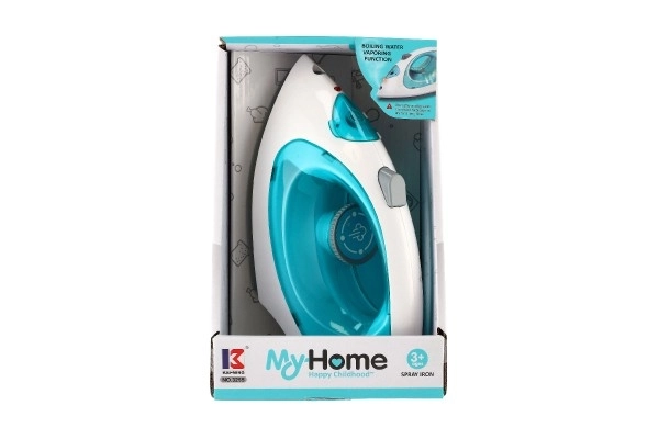Strijkijzer stoomt plastic 22cm op batterijen met licht, geluid in doos 16x24x14cm