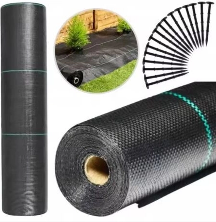 zwarte agrotextiel 160 cm x 50 m UV 90g met ankers