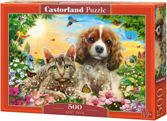 puzzel 500 stukjes beste vrienden – kat en hond