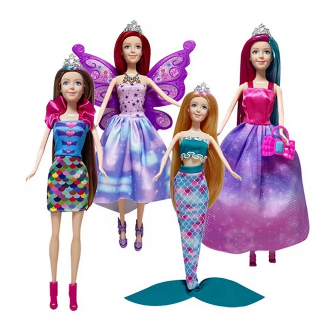 WOOPIE Set van 4 Magische Prinsessen - Poppenbox 4v1 met Accessoires