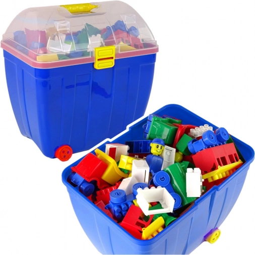 Grote Koffer met Gekleurde Blokjes 280 Stuks Blauw