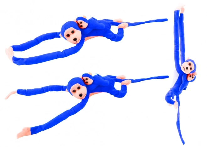 Pluchen aap met baby Blauw 90 cm