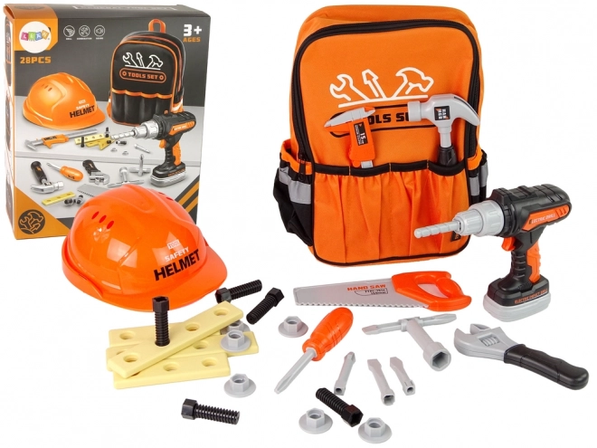 kinderset gereedschap met rugzak en helm
