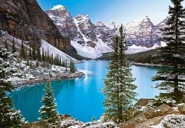 Motief van een Canadees meer in de Rocky Mountains
