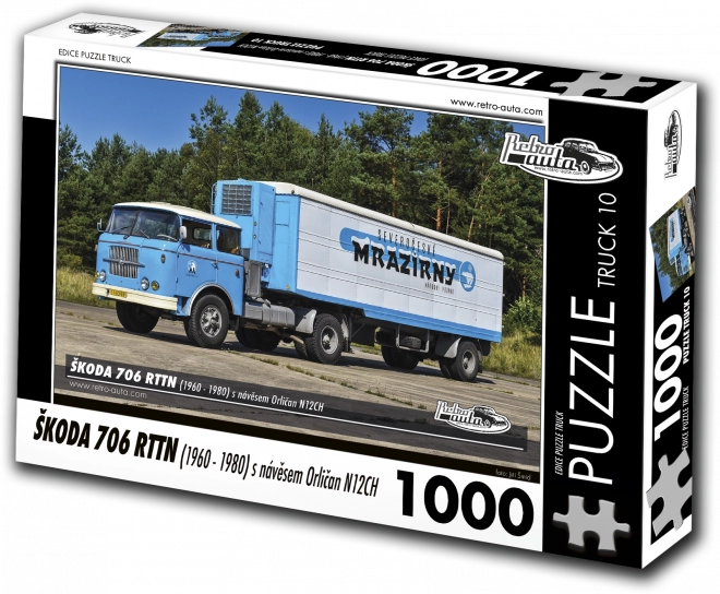 Retro-auto puzzel Škoda 706 RTTN met aanhanger Orličan N12CH 1000 stukjes