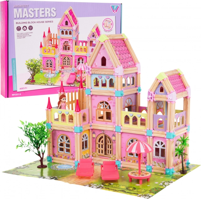Houten Prinsessenhuis met Blokken en Accessoires
