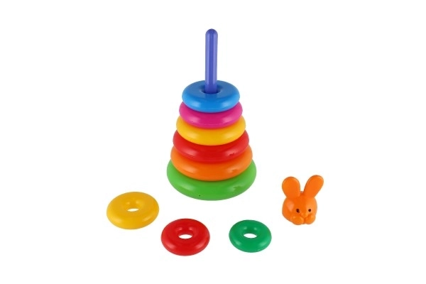 Stapelspel piramide met plastic ringen 28cm ass. 2 soorten in net 12m+