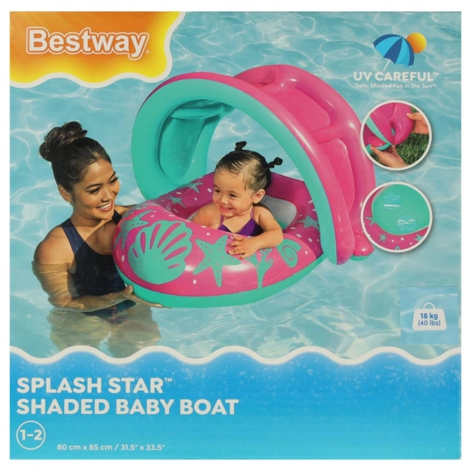 BESTWAY 34091 Kinder opblaasboot met zitting en zonnescherm roze 1-2 jaar 18 kg