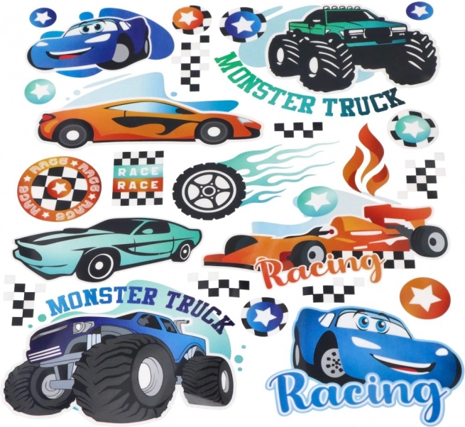 Opstrijkbare stickers Monster Truck – groot vel 20 × 30 cm