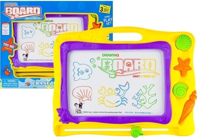 Magnetisch tekenbord zee-thema met 3 stempels en kleurrijke achtergrond