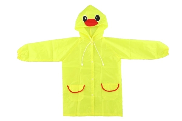 Kinder regenjas eendje maat 110-120cm geel in zak 23x25cm