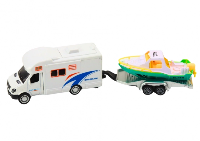 Speelgoed Off-road Auto Met Boot of Caravan Metalen Aandrijving