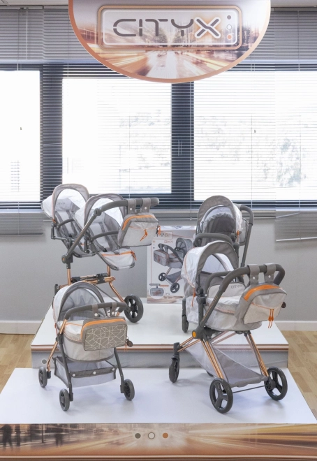 Opvouwbare poppenwagen 3 in 1 met rugzak CITY X