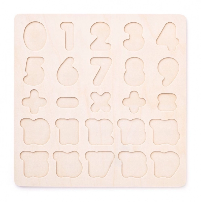 WOODY houten inlegpuzzel cijfers en rekenkundige tekens – 25 stukjes