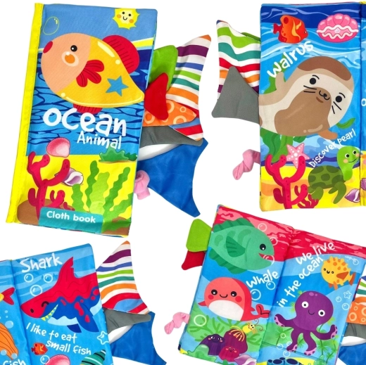 Woopie stoffen boekje met staarten van zeedieren