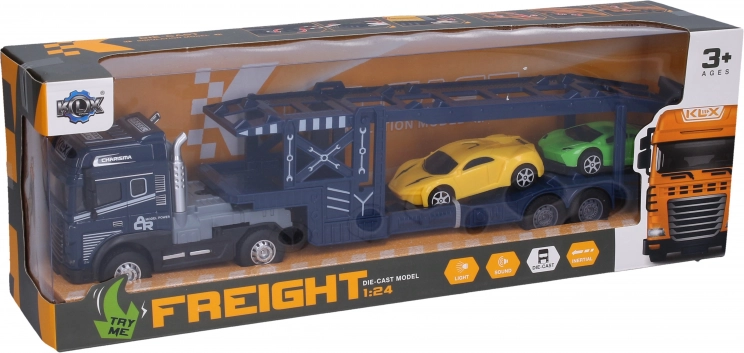 Metalen trekker met auto’s op frictie, 42 cm met licht en geluid