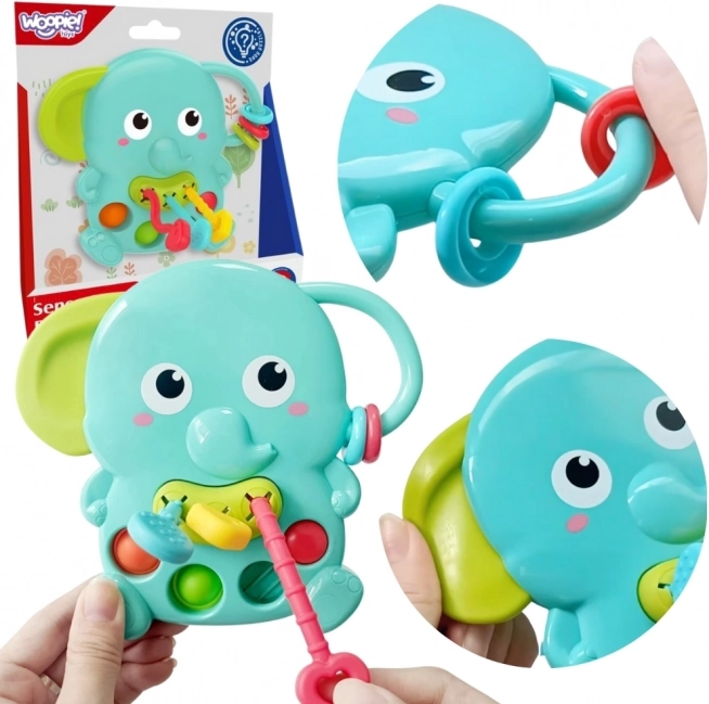Woopie Baby sensorische bijtring Olifant Montessori 4-in-1