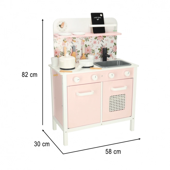 Kinder houten keukentje Lulilo Flora roze