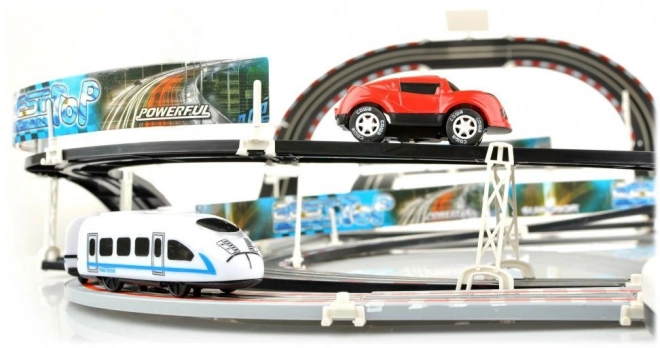 Elektrische Trein Racetrack 2-in-1 voor kinderen 6+ met afstandsbediening + locomotieven + wagons + autootjes