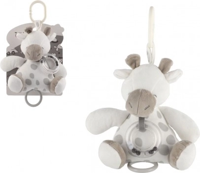 Muzikale pluche giraffe 18 cm grijs-wit