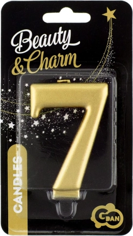 cijferkaars 7 in metallic gouden kleur GODAN Beauty & Charm 8 cm