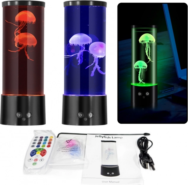 Decoratieve LED lampje met kwallen op batterijen en USB-kabel