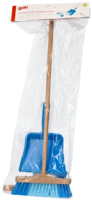 Goki Veegset met bezem 3-delig blauw