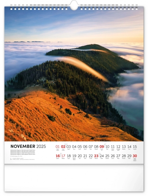 NOTIQUE Muurkalender Prachtig Slowakije 2025, 30 x 34 cm