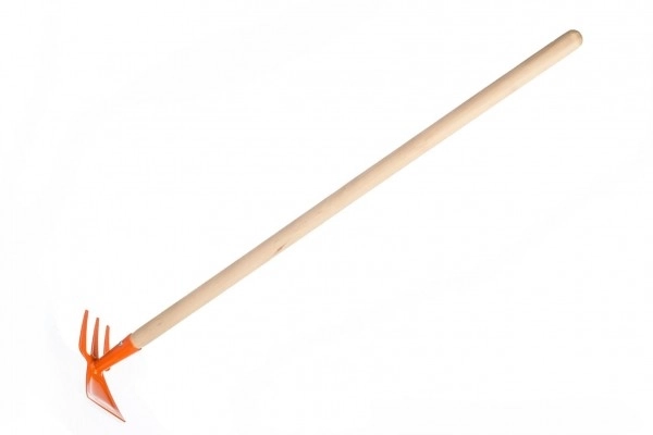 Teddies kindertuingereedschap dubbelzijdig oranje met steel 80 cm
