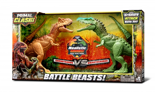 Primal Clash! Dino gevecht set Carnotaurus VS Gigantosaurus 21 cm
